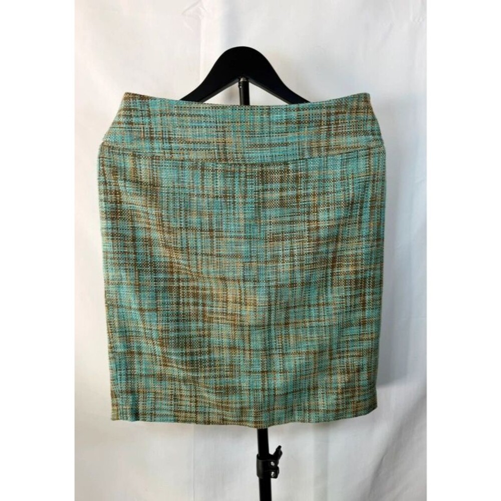 The Limited Collection Tweed Pencil Skirt Size 6 Aqua Brown Lined